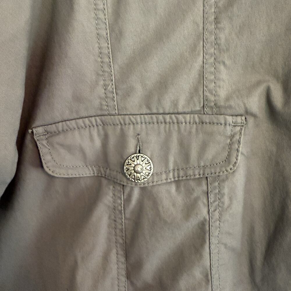 Christiana Zinn Gray Button Up Jacket 3/4 Sleeve Ruffled Edges 3X - Picture 6 of 9